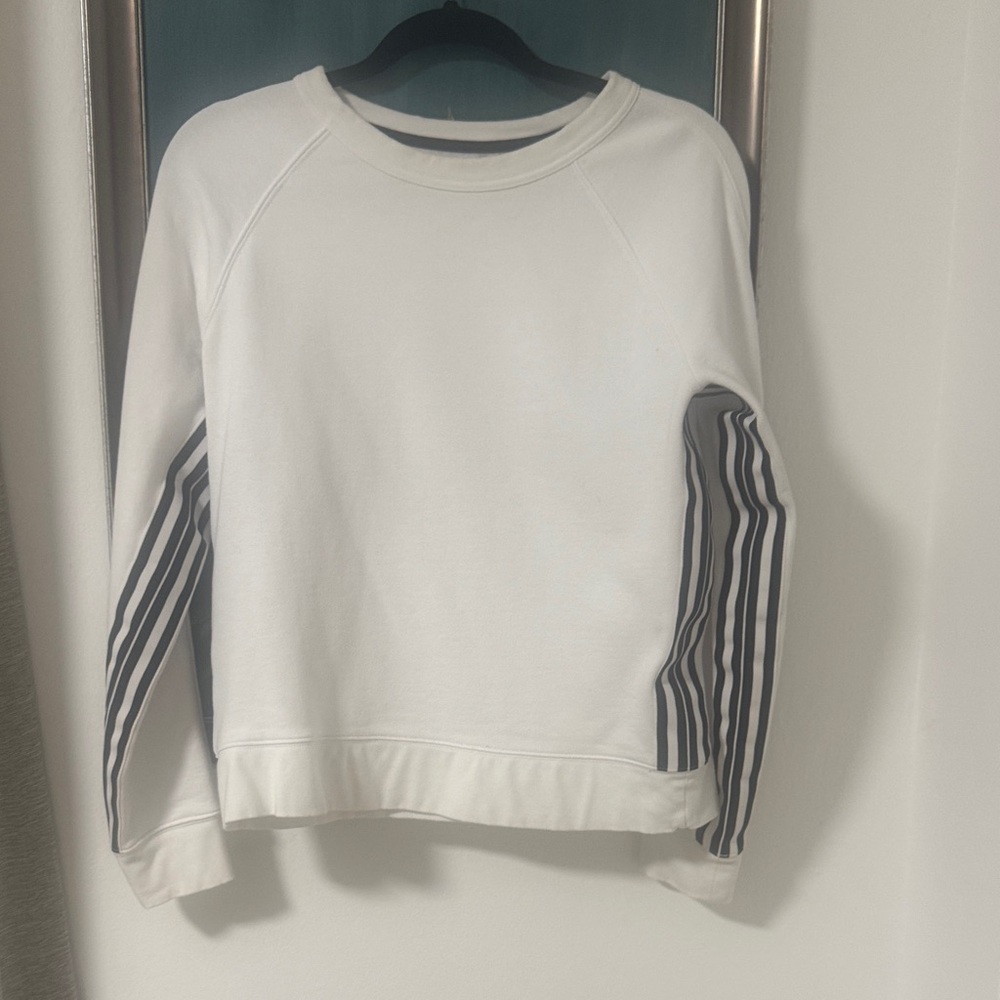 Athleta White Sweatshirt With Black Stripes